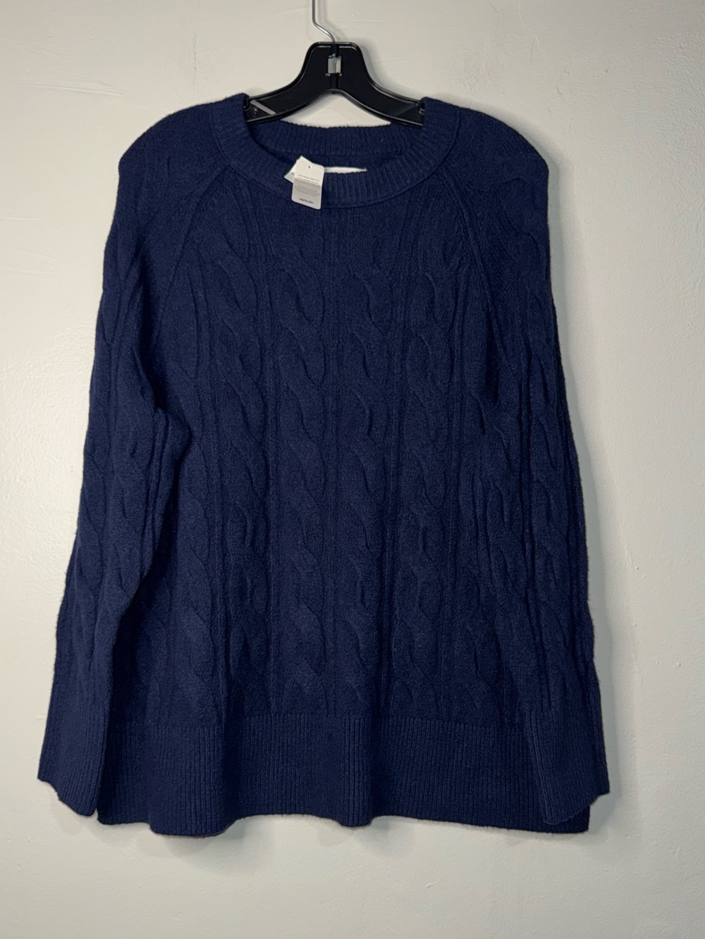 aerie Navy Cable Knit Crewneck Sweater